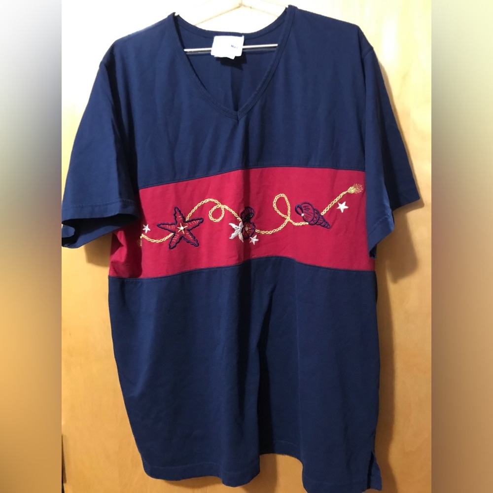 Women’s nautical embroidered top with beautiful seashells and a little bling!